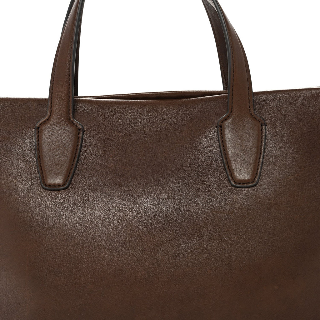 Calfskin Marcel Slouchy Top Handle Bag Deep Brown