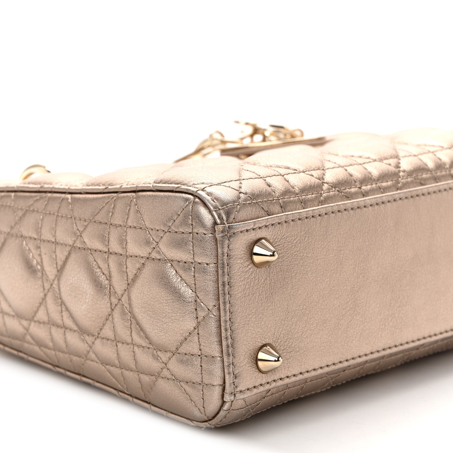 Metallic Lambskin Cannage Small My ABCDior Lady Dior Gold
