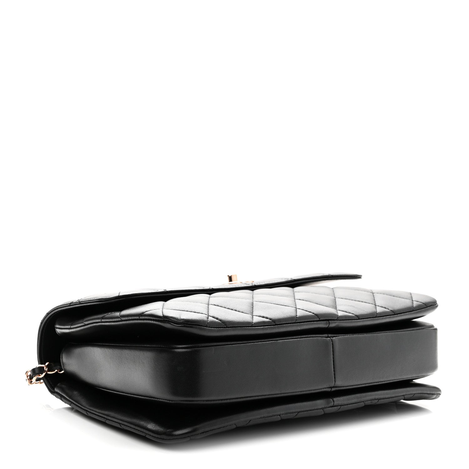 Lambskin Quilted Medium Trendy CC Flap Dual Handle Bag Black