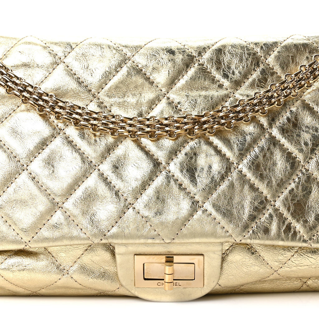 Metallic Aged Calfskin Quilted 2.55 Reissue 227 Flap Gold