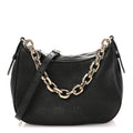 GG Grainy Calfskin Emblem Small Half Moon Shoulder Bag Black
