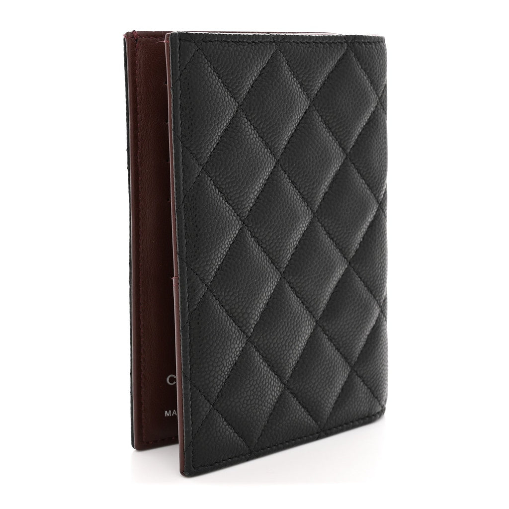 Caviar Quilted Passport Holder Black