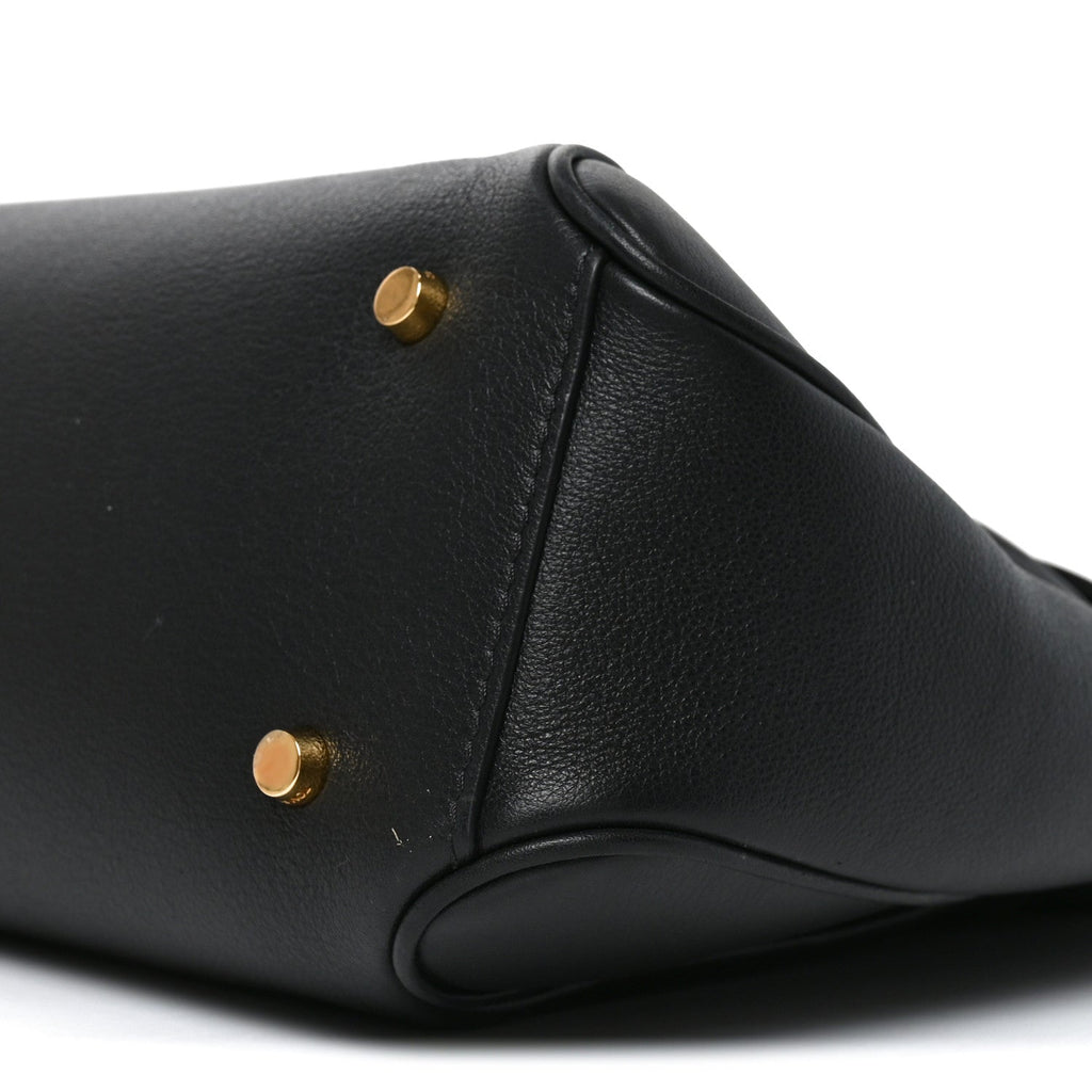 Natural Grain Calfskin Tara Medium Shoulder Bag Black
