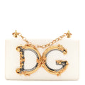 Calfskin DG Girls Phone Shoulder Bag White