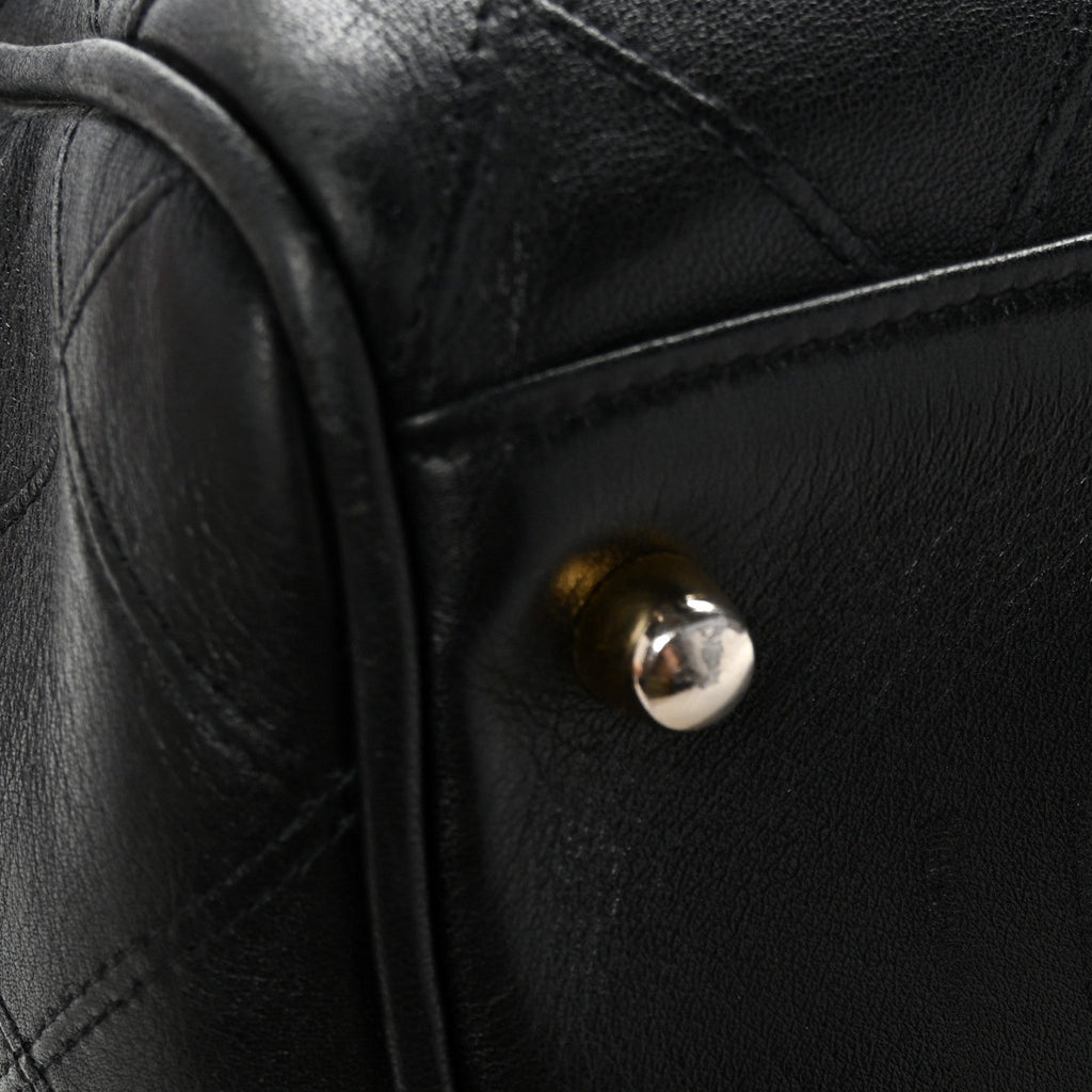 Calfskin Stitched Duffle Travel Bag Black
