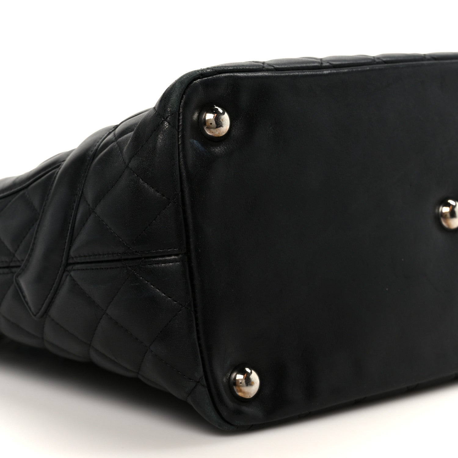 Calfskin Quilted Large Cambon Tote Black