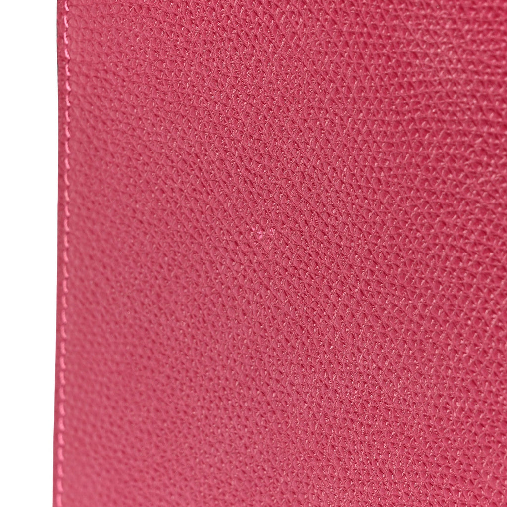 Grainy Calfskin Large Vlogo Clutch Raspberry
