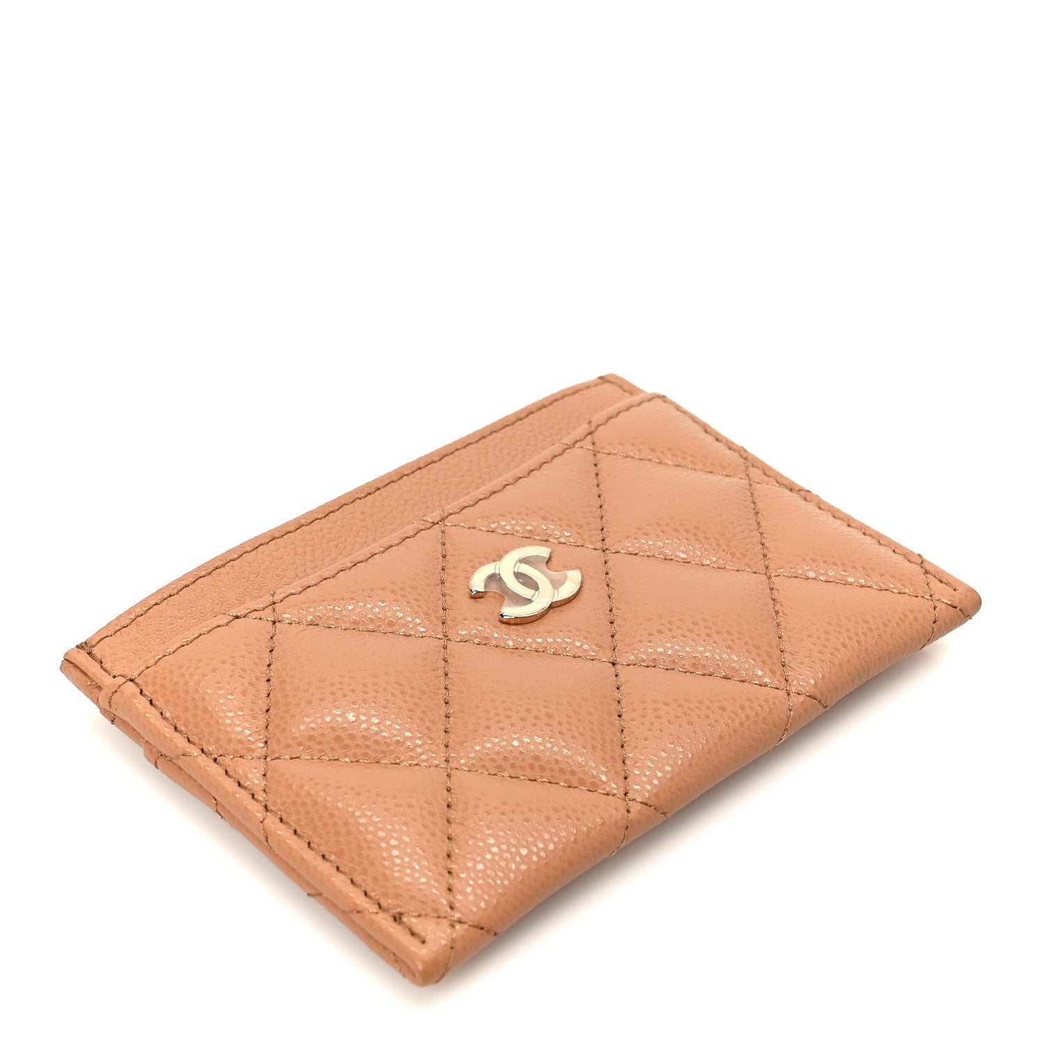 Caviar Quilted Card Holder Brown