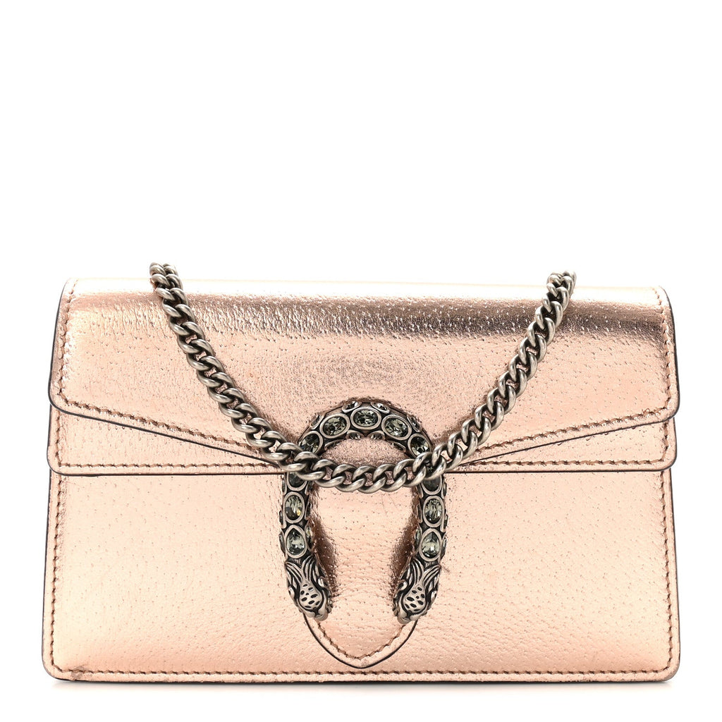 Metallic Calfskin Super Mini Dionysus Shoulder Bag Rose Gold