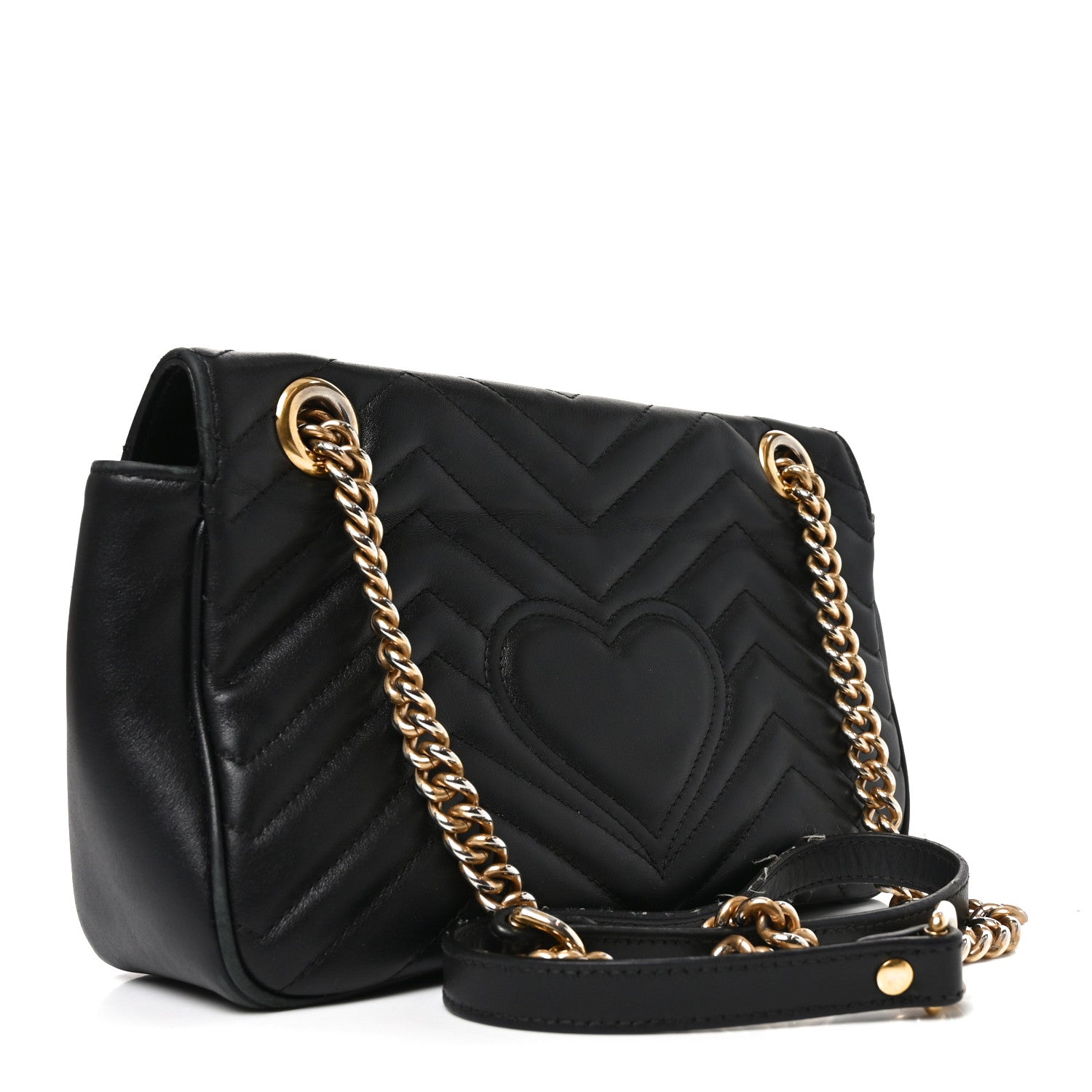 Calfskin Matelasse Small GG Marmont Shoulder Bag Black