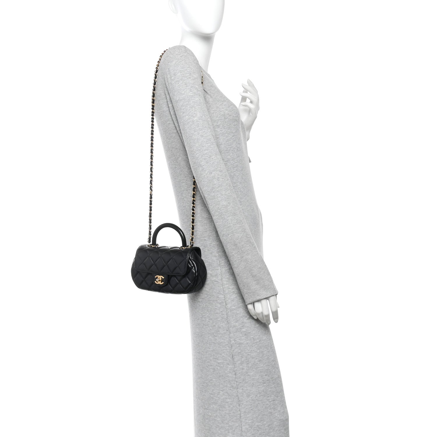 Lambskin Quilted Baywatch Top Handle Flap Black