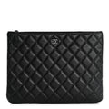 Iridescent Caviar Quilted Medium Cosmetic Case Black