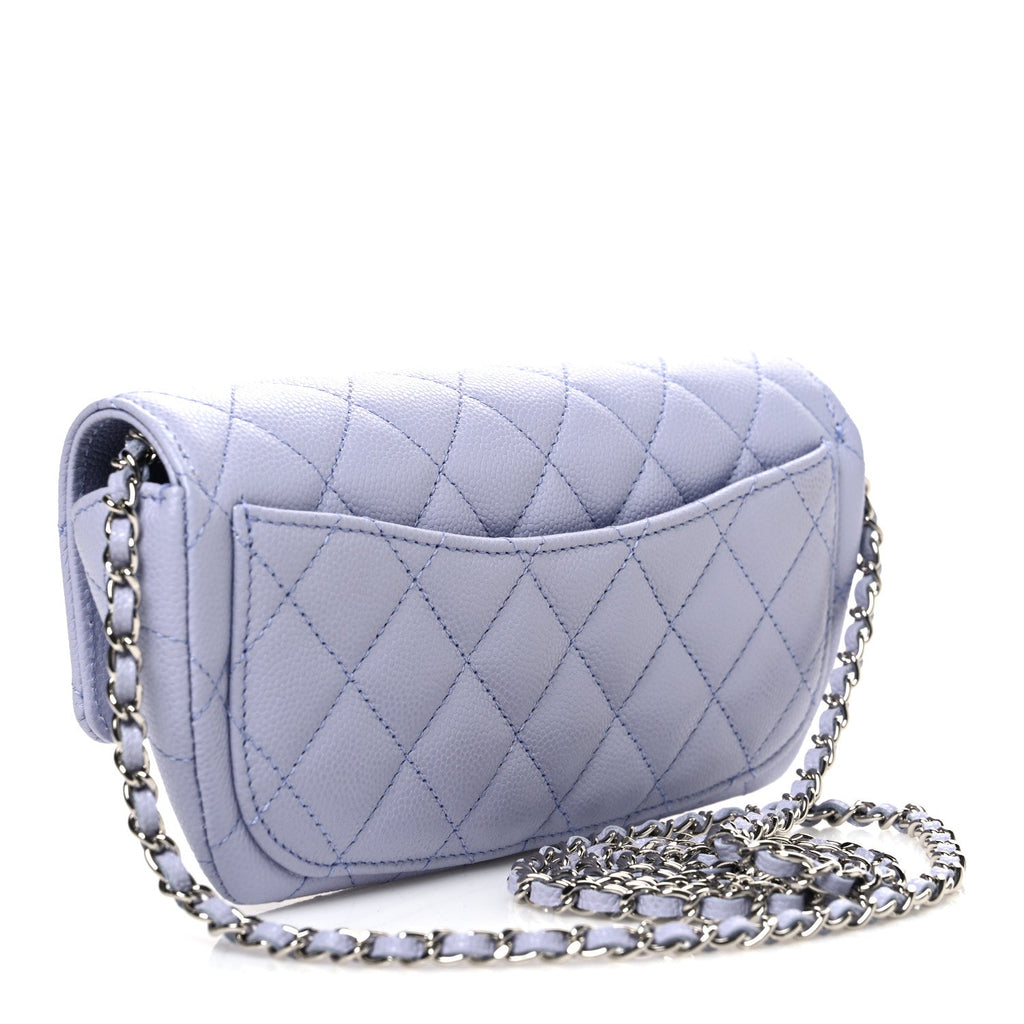 Caviar Quilted Glasses Case With Chain Light Purple