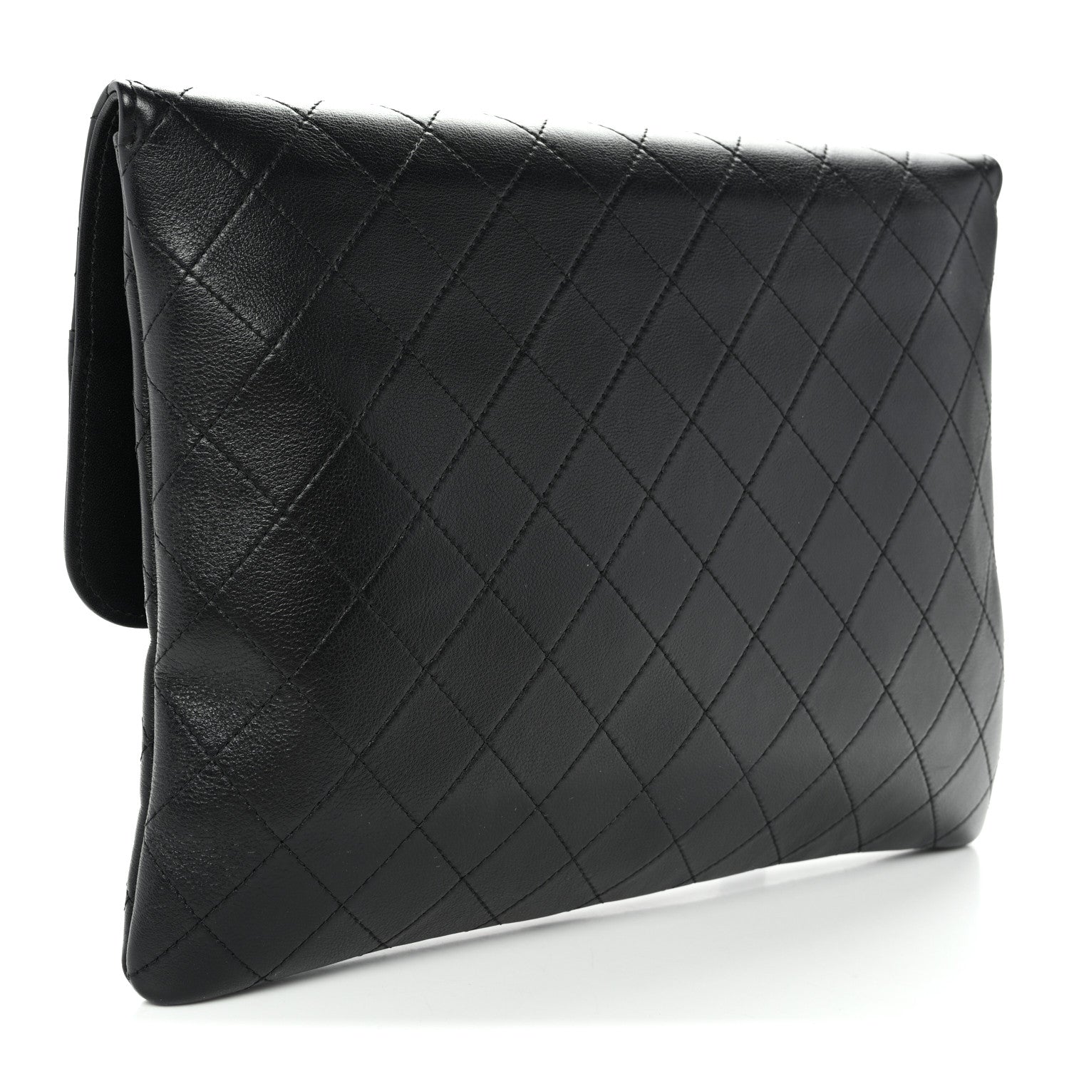 Lambskin Quilted Sleek And Chic Clutch Black
