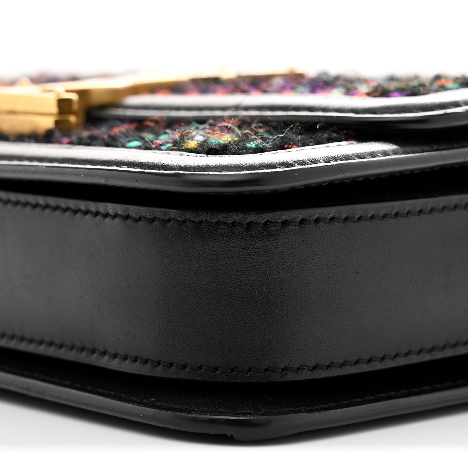 Tweed Calfskin Small Solferino Satchel Black Multicolor