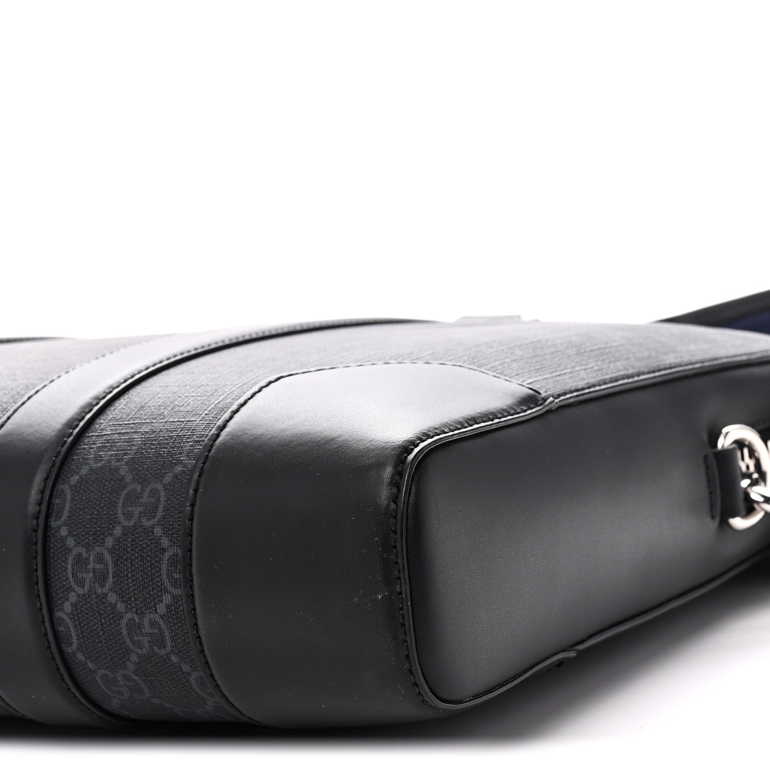GG Supreme Monogram Appia Calfskin Web Briefcase Black