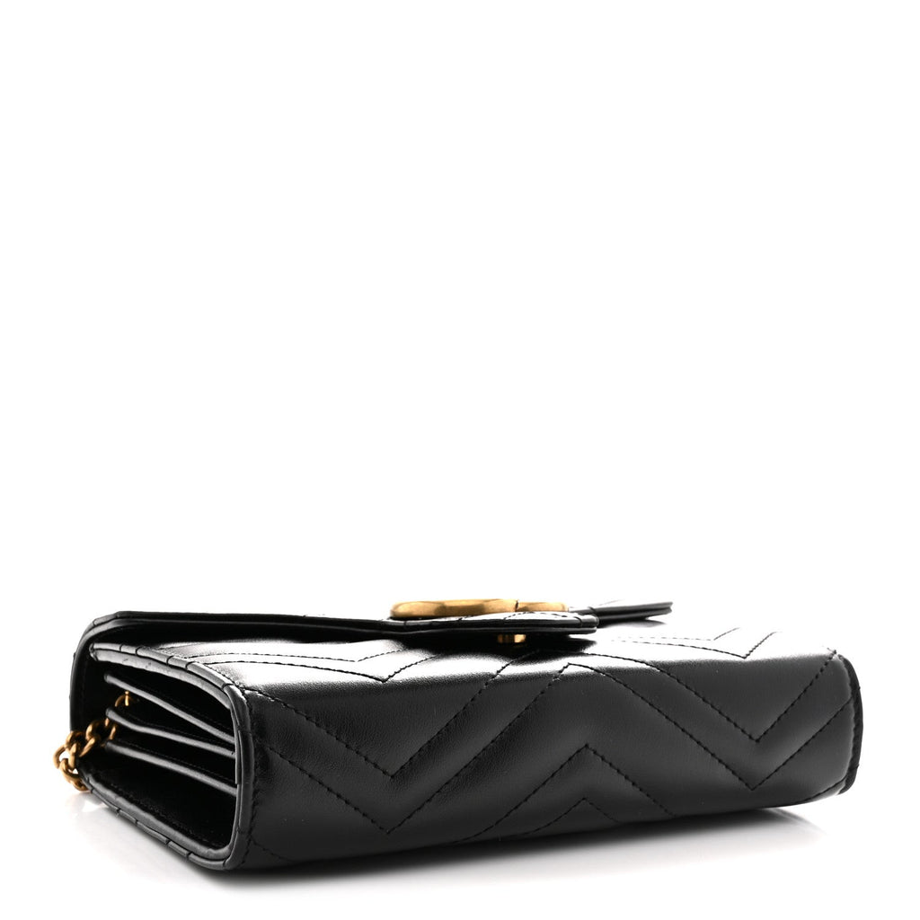 Calfskin Matelasse GG Marmont Chain Wallet Black