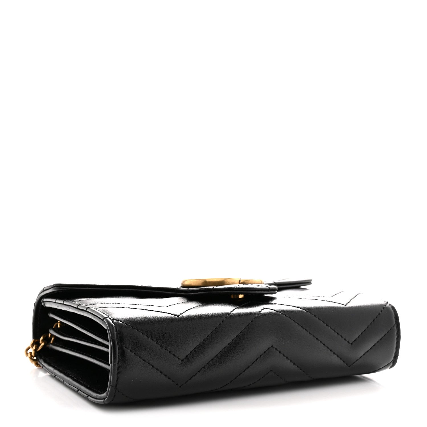 Calfskin Matelasse GG Marmont Chain Wallet Black