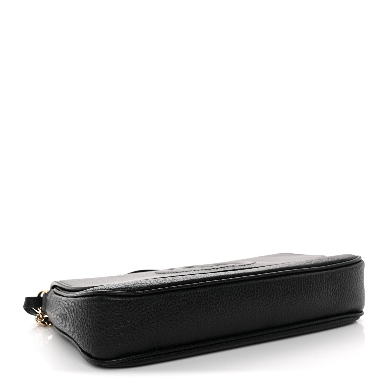 Pebbled Calfskin Medium Soho Flap Crossbody Black