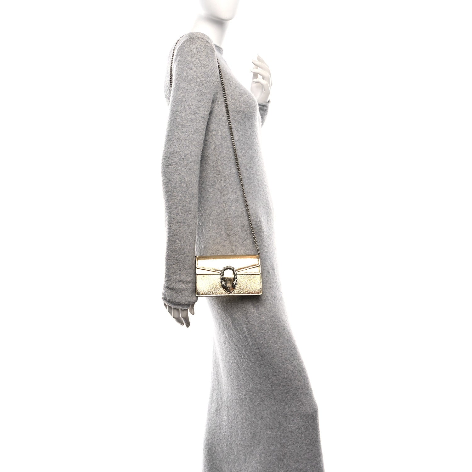 Metallic Calfskin Super Mini Dionysus Shoulder Bag Gold