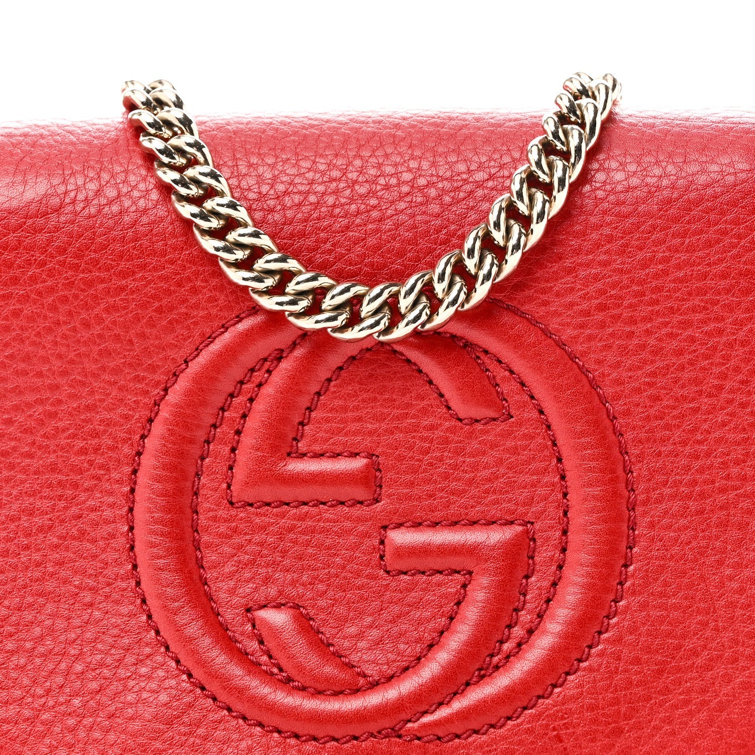 Pebbled Calfskin Small Soho Flap Crossbody Red