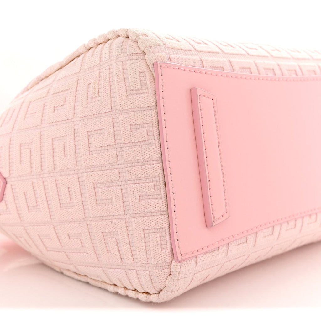 Canvas Jacquard Embroidered Calfskin 4G Mini Antigona Tender Pink