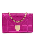 Metallic Patent Micro-Cannage Diorama Wallet on Chain Pouch Pink