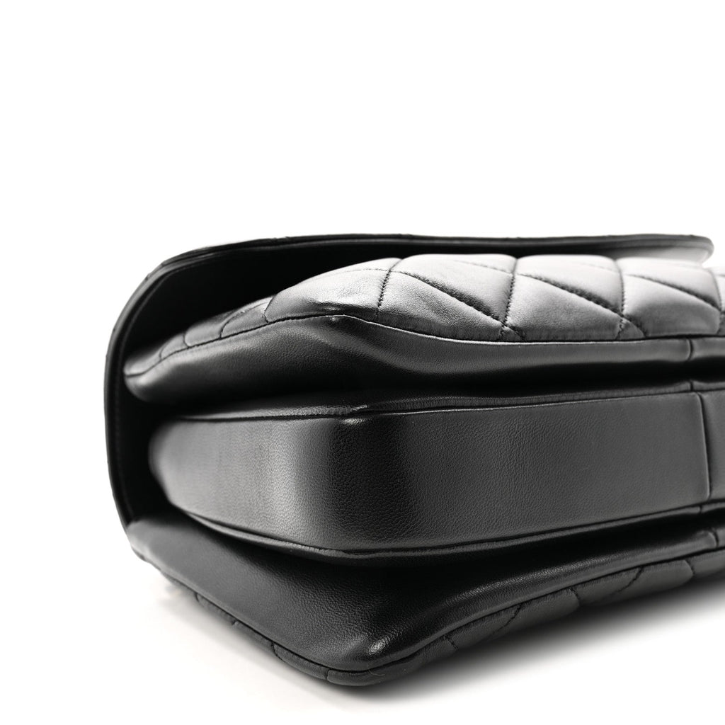 Lambskin Quilted Small Trendy CC Dual Handle Flap Bag Black