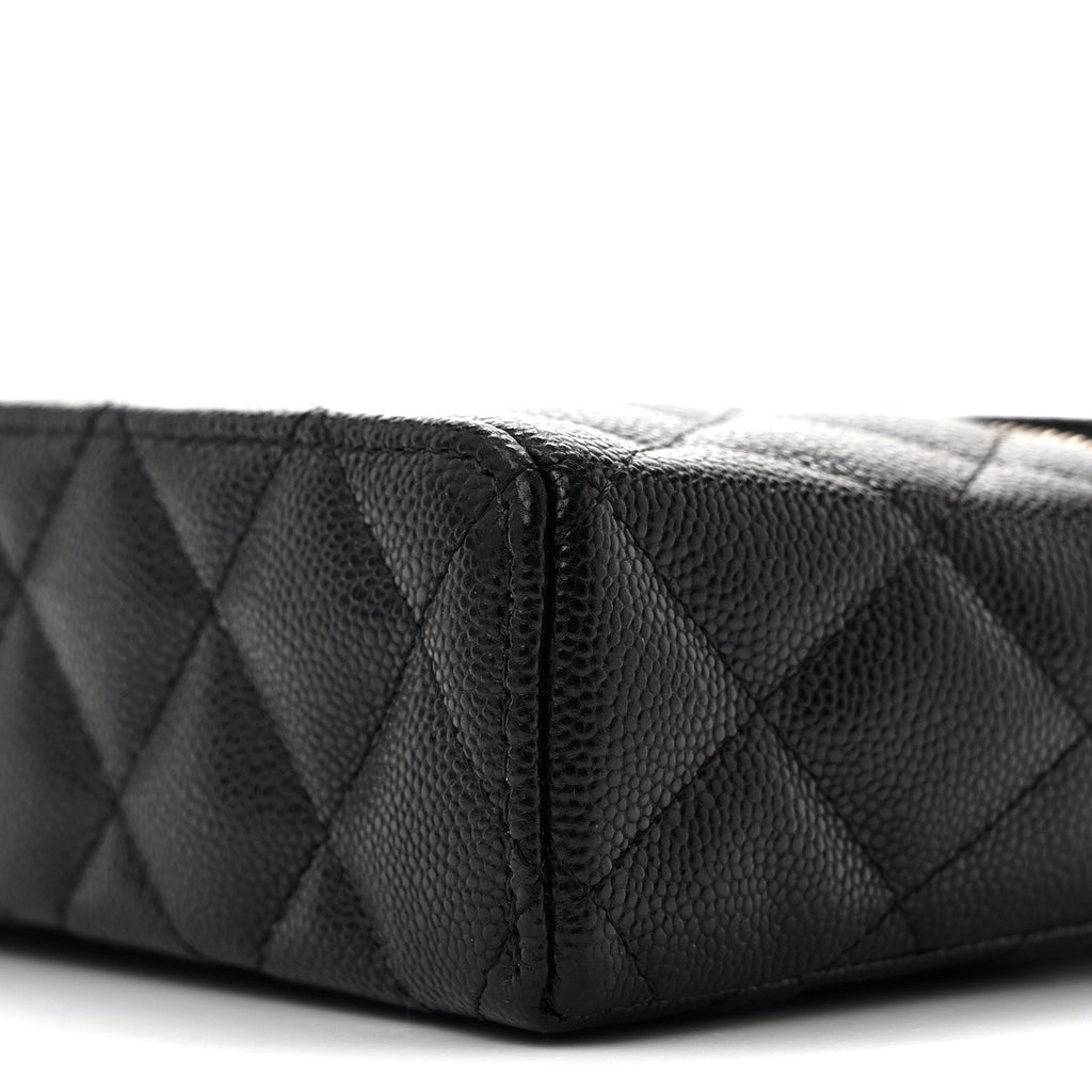Caviar Quilted Top Handle Slim Vanity With Chain Black