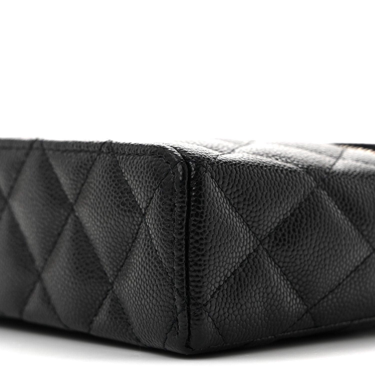 Caviar Quilted Top Handle Slim Vanity With Chain Black
