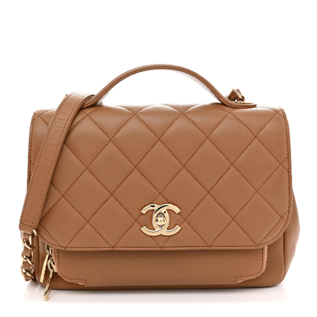 Caviar Quilted Medium Business Affinity Flap Brown