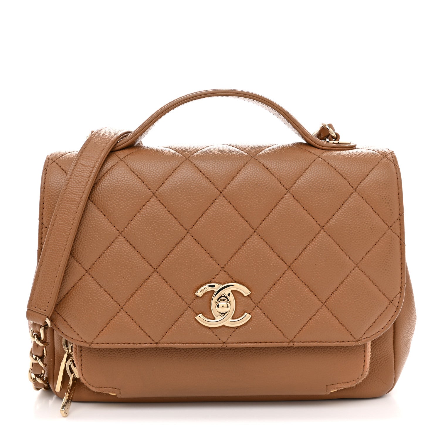 Caviar Quilted Medium Business Affinity Flap Brown