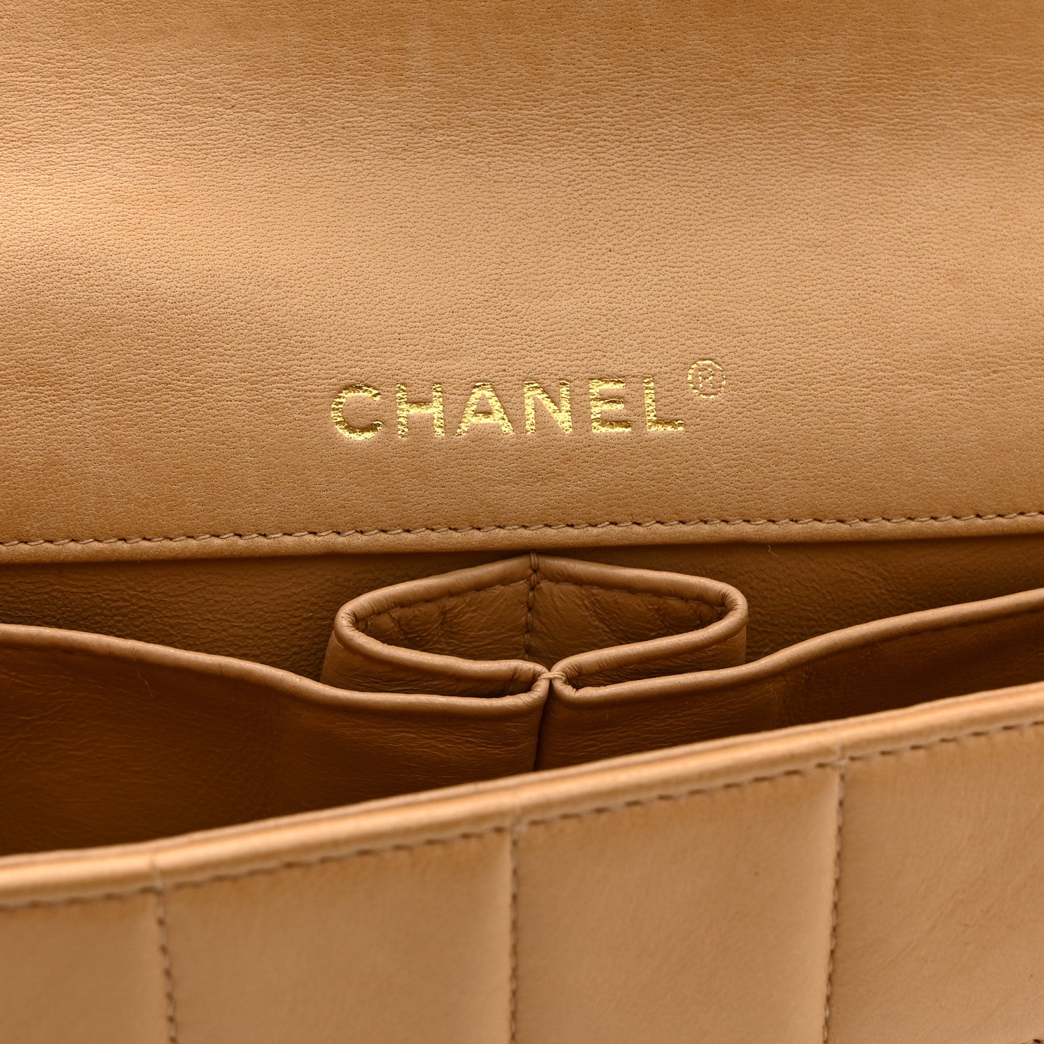 Lambskin East West Chocolate Bar Flap Beige