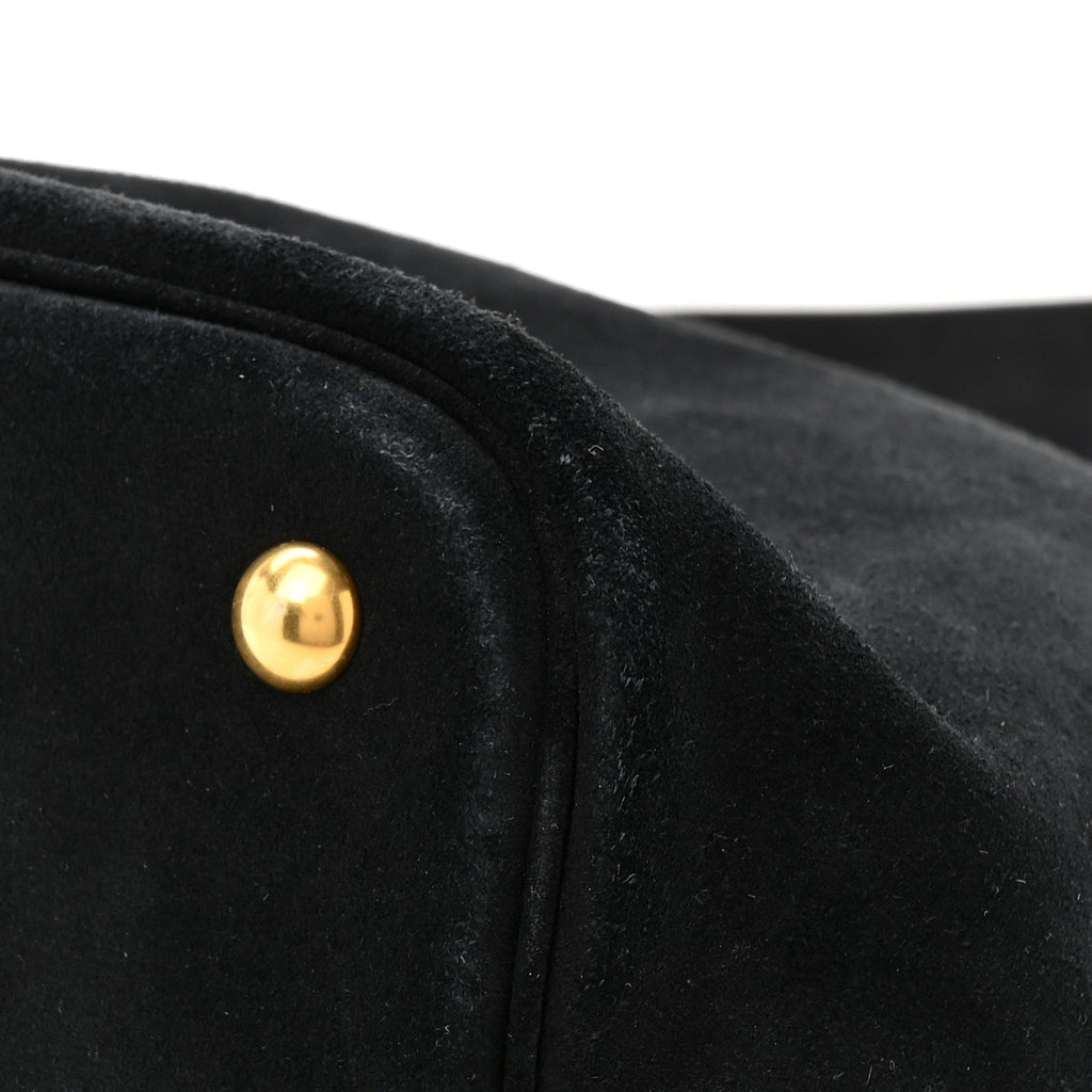 Suede Studded Bucket Bag Black