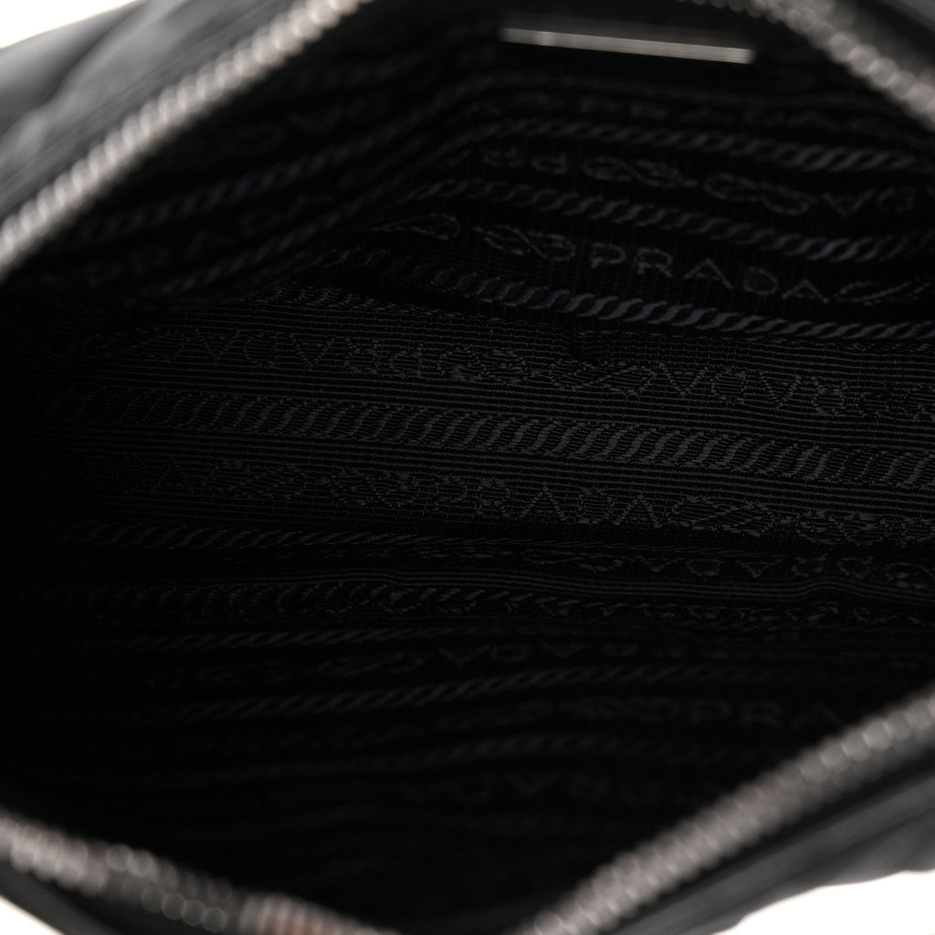 Nylon Tessuto Impuntu Quilted Crossbody Bag Black