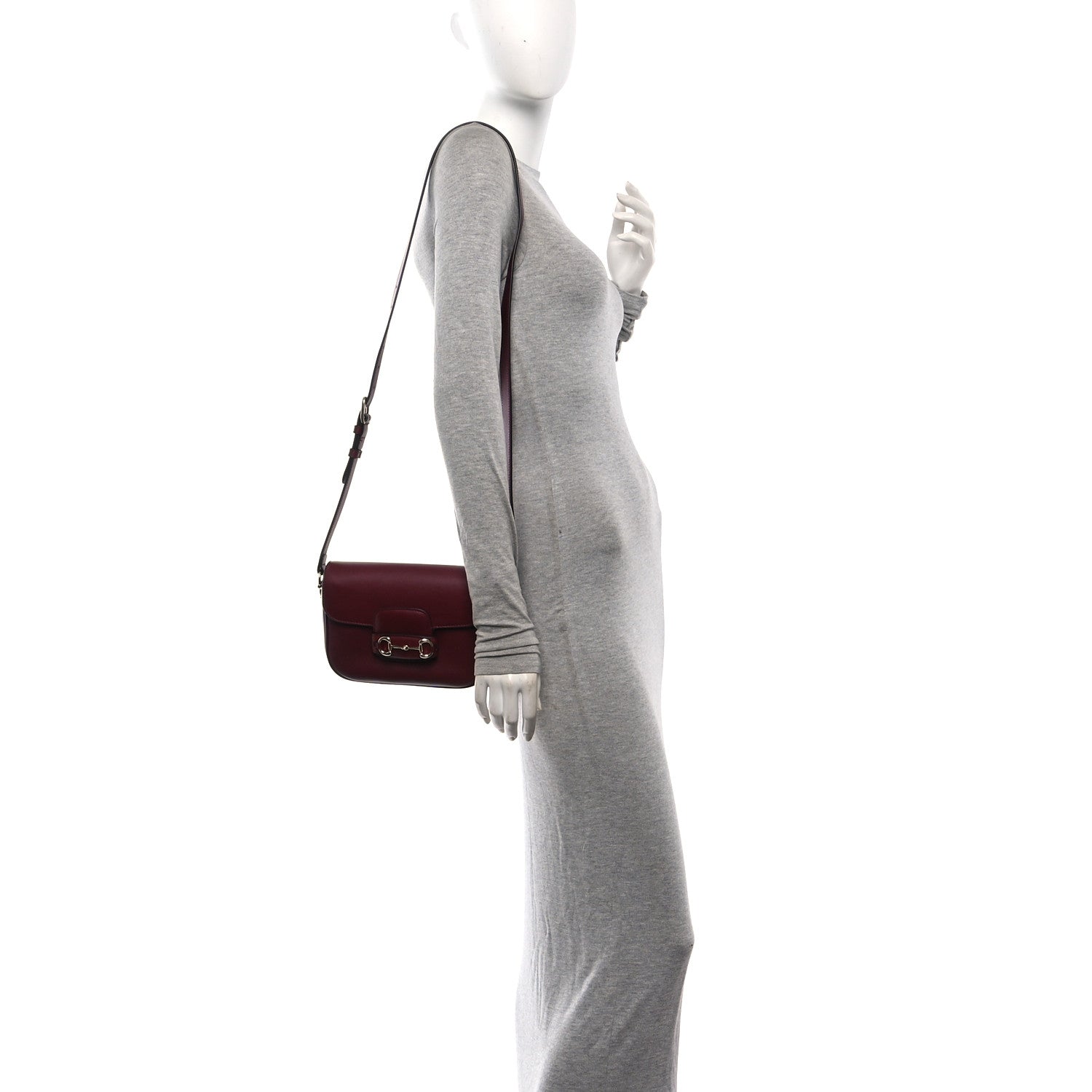 Arabella Calfskin Horsebit 1955 Shoulder Bag Rosso Ancora