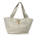 Grained Deerskin Bea Tote Blanc Vintage