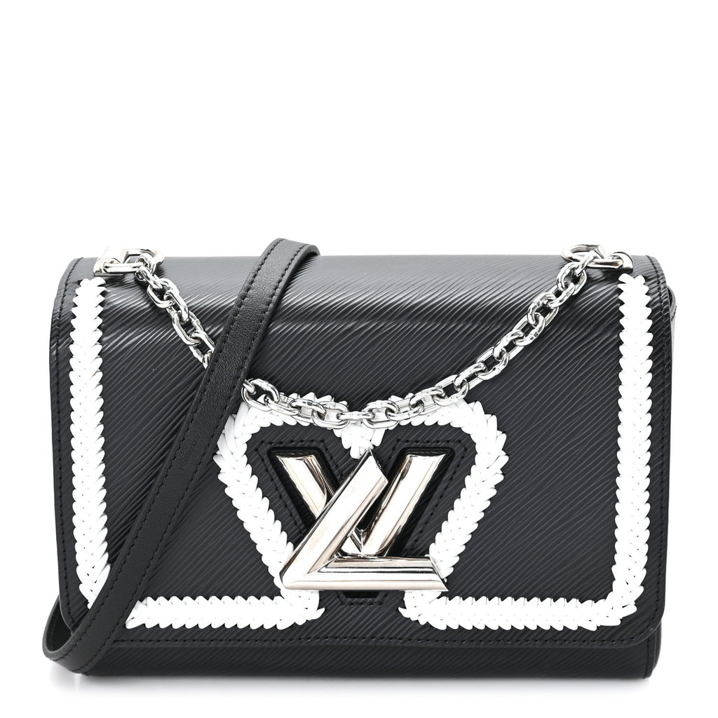 Epi Whipstitch Heart Twist Shoulder Bag MM Black
