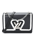Epi Whipstitch Heart Twist Shoulder Bag MM Black