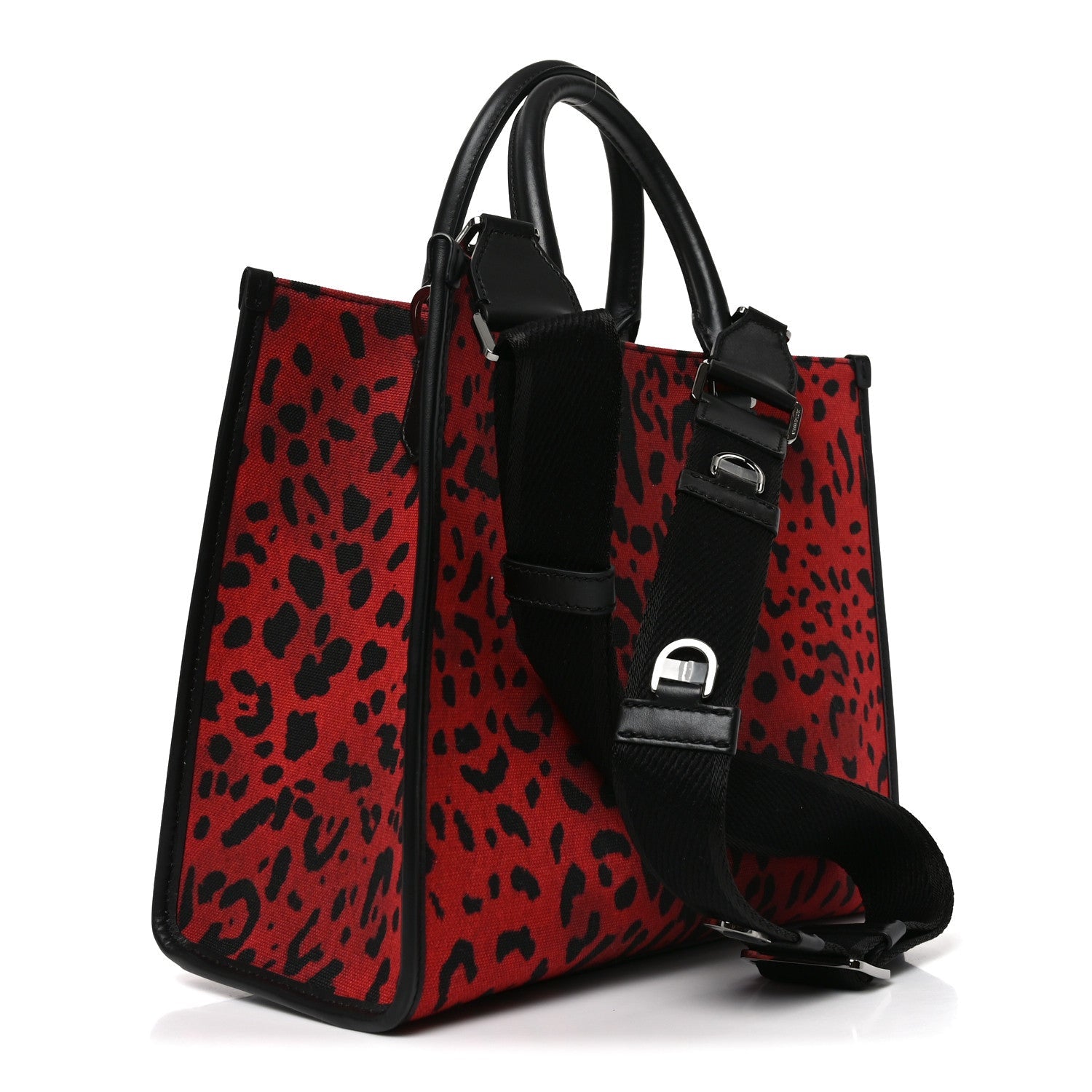 Dauphine Leopard Logo Market Bag Red Black