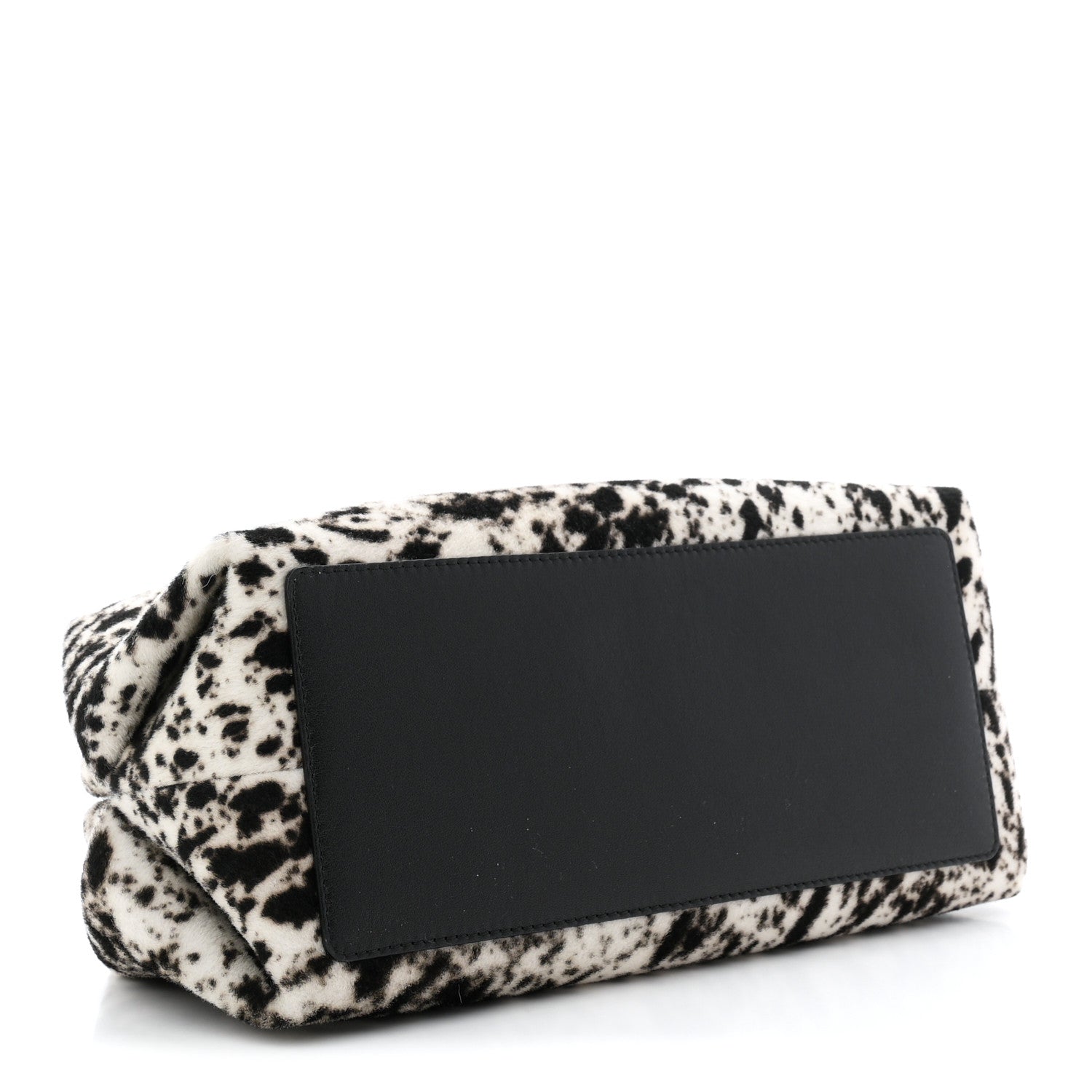 Lambskin Pony Hair Printed Clutch With Chain Black White