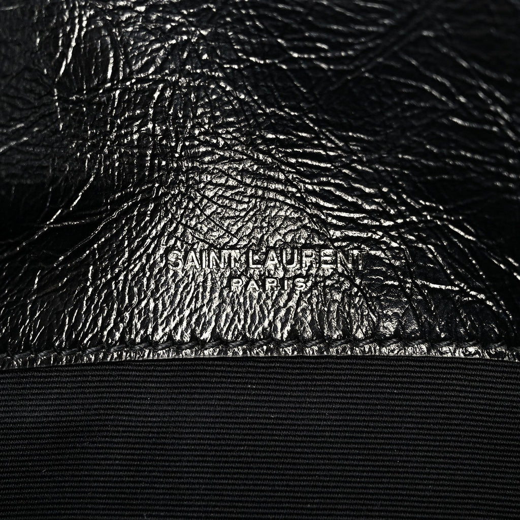 Crinkled Calfskin Matelasse Monogram Baby Niki Chain Satchel Black