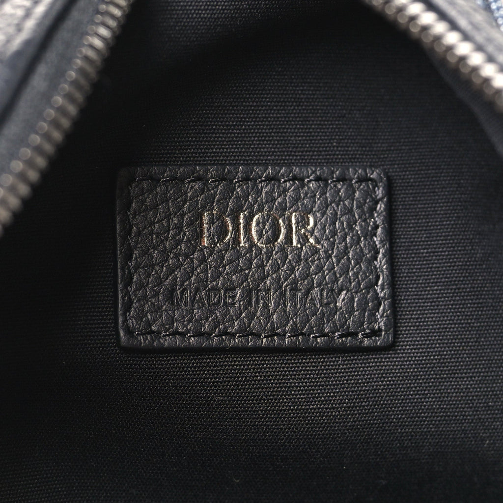 Grained Calfskin Oblique Scarab Sling Bag Blue Black