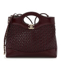 Shiny Lambskin Patent Calfskin Quilted Mini 31 Shopping Bag Dark Burgundy