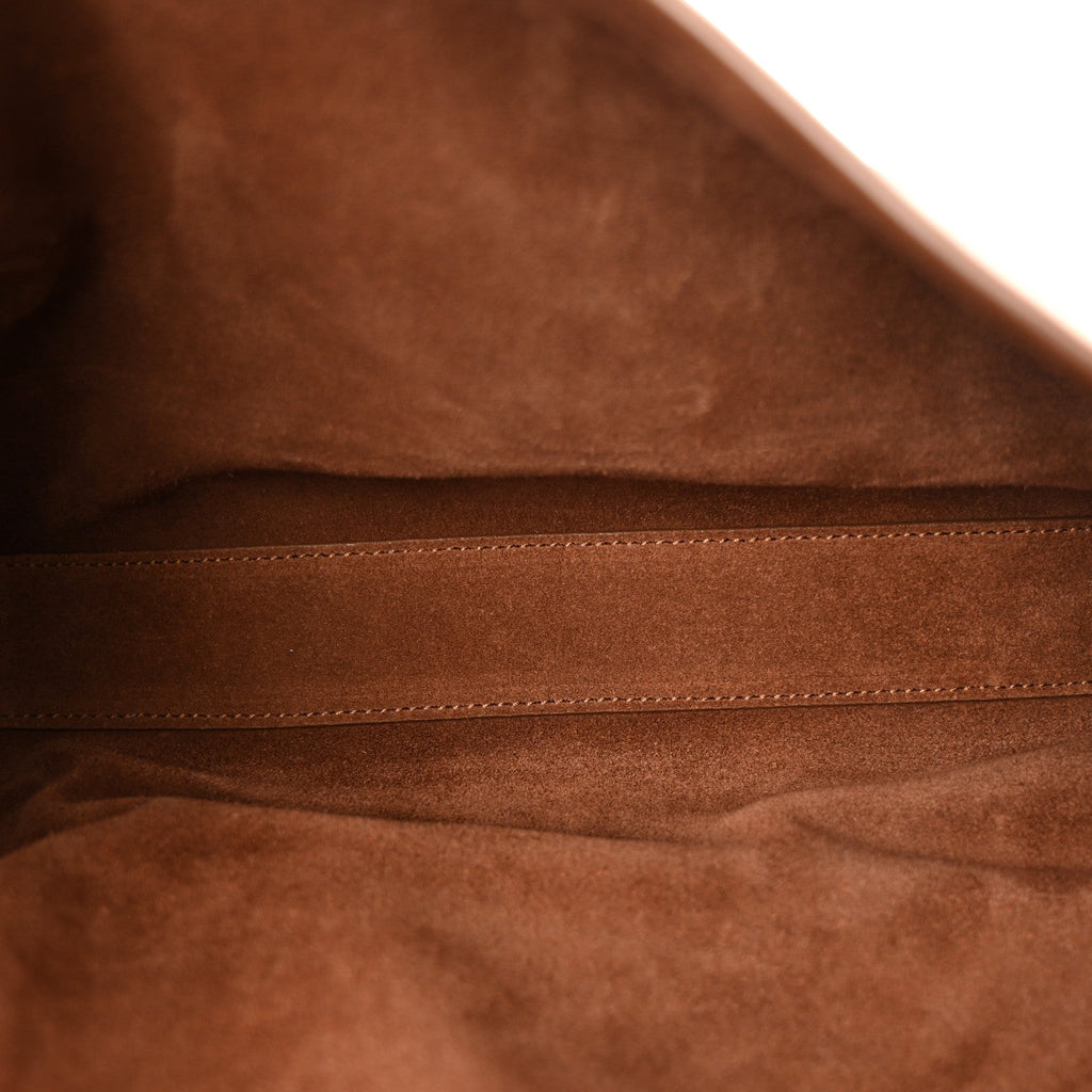 Suede Braided Monogram Large Kate Satchel Brown
