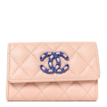 Caviar Quilted Chain CC Flap Card Holder Light Pink