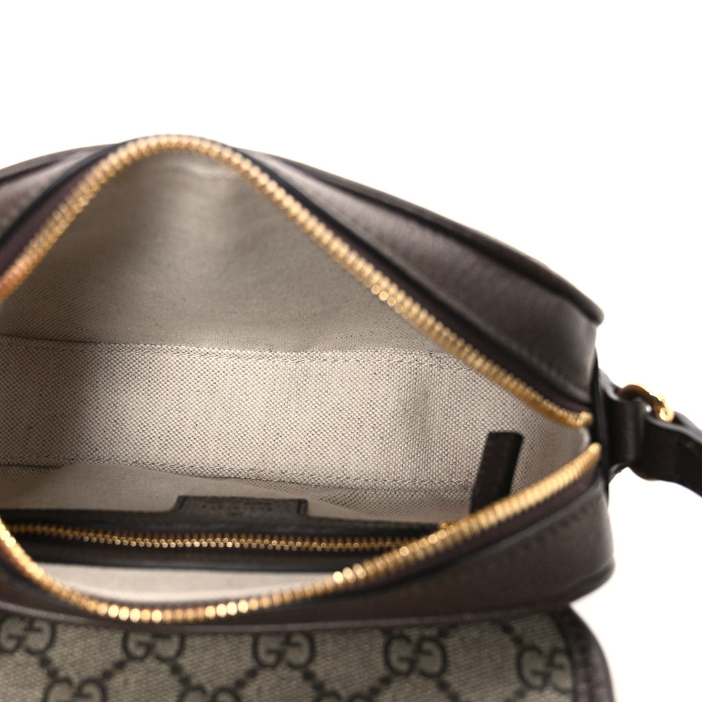 GG Supreme Monogram Textured Dollar Calfskin Mini Ophidia Flap Shoulder Bag Beige Ebony New Acero Beige Ebony New Acero