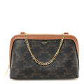 Triomphe Canvas Lambskin Clutch On Chain Tan