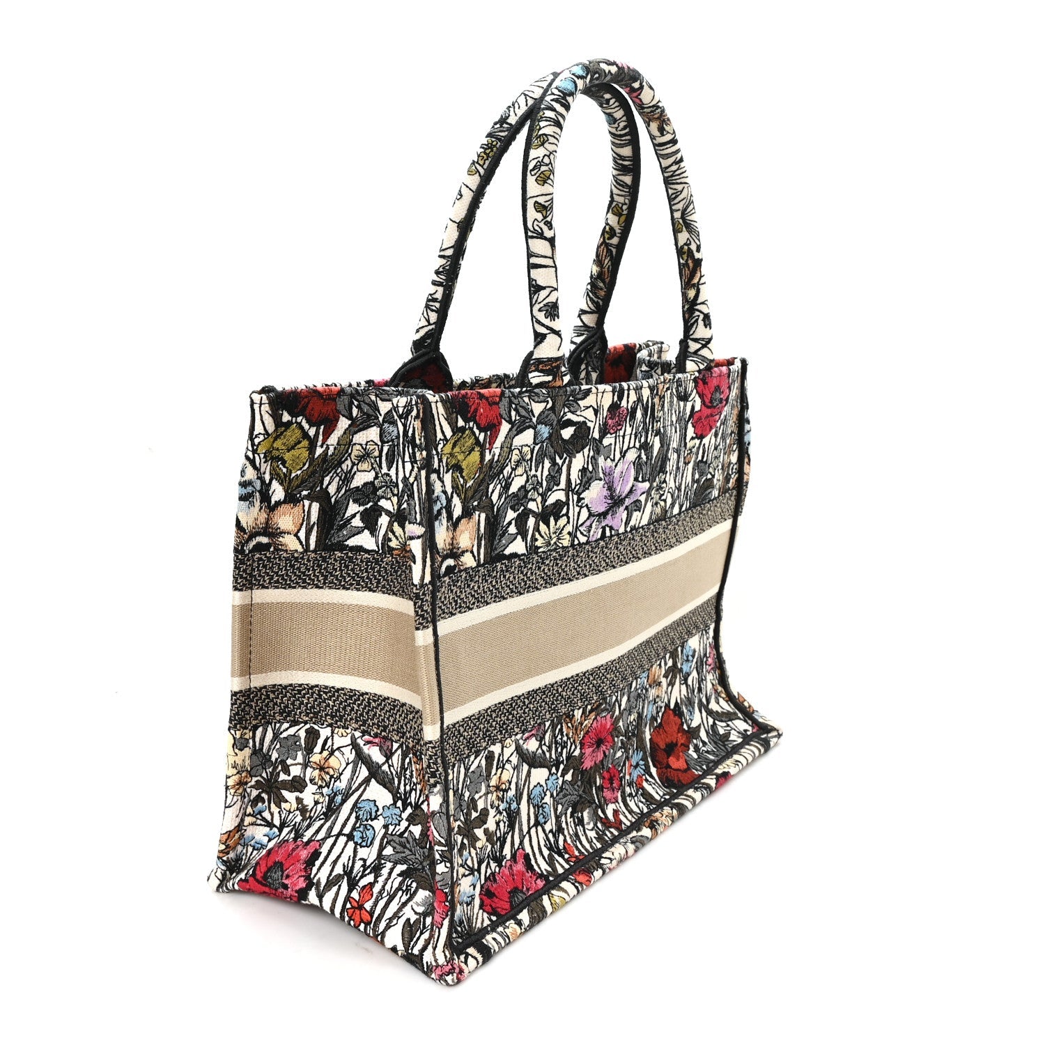 Canvas Embroidered Medium Mille Fleurs Book Tote Multicolor