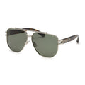 Philipp Plein Sunglasses Square Full Rim, Palladium Frame and Green Lens SPP1850K07